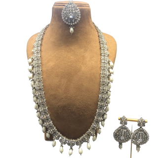 HANIYA Designer Antique Silver Long Haar Set