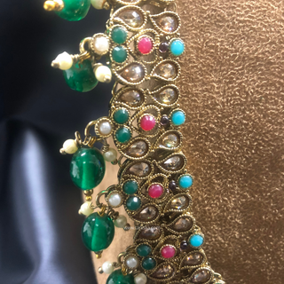 ANAYA Emerald Green (Multi Beads) Long Haar Set