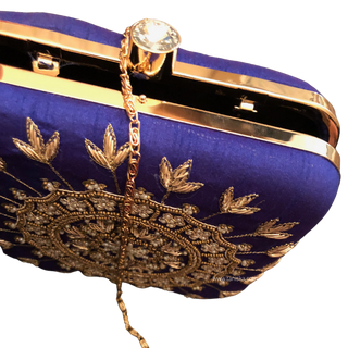 KAIRA Pearly Royal Blue Clutch Bag (Square)