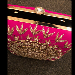 KAIRA Pearly Hot Pink Clutch Bag (Square)