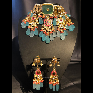 EESHA Turquoise Kundan Necklace Set