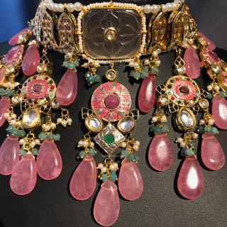 EESHA Pink Kundan Necklace Set