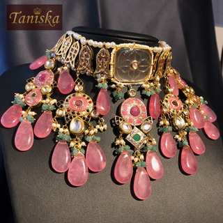 EESHA Pink Kundan Necklace Set