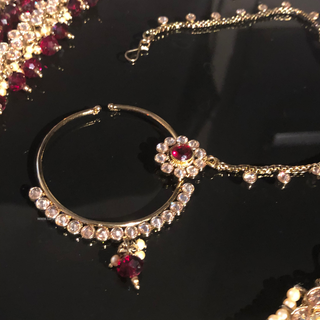 DEEPIKA Heavy Golden/Maroon Bridal Necklace Set Bundle