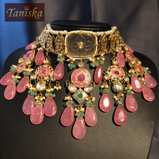 EESHA Pink Kundan Necklace Set