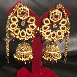 DEEPIKA Heavy Golden/Maroon Bridal Necklace Set Bundle