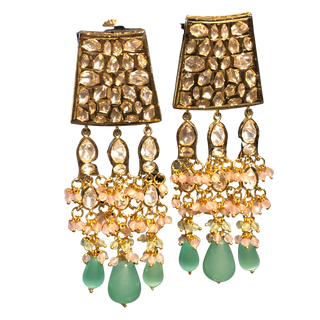 HEER Designer Mint/Baby Pink Kundan Necklace Set