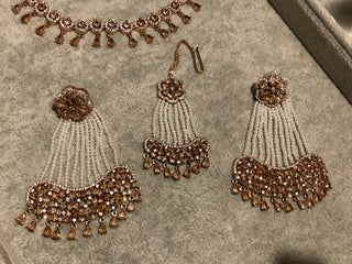 American Diamond Style Necklace Set - Rose Gold