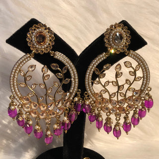 ALIA Designer Earring & Tikka Set - Purple