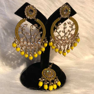 ALIA Designer Earring & Tikka Set - Yellow