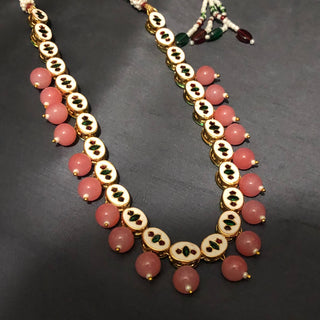 ROYAL Kundan Necklace Set - Pink (with Meenakari)