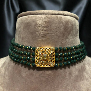 SIMPLE Choker Necklace Set - Emerald Green