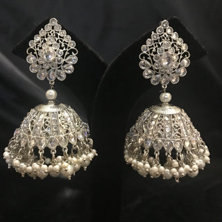 Antique Silver Earrings & Tikka