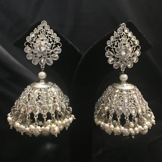 Antique Silver Earrings & Tikka