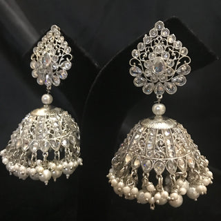 Antique Silver Earrings & Tikka