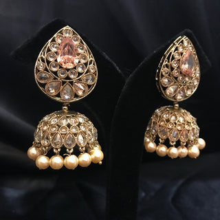 Antique Gold Earrings & Tikka - Golden