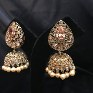 Antique Gold Earrings & Tikka - Golden