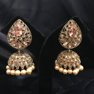 Antique Gold Earrings & Tikka - Golden