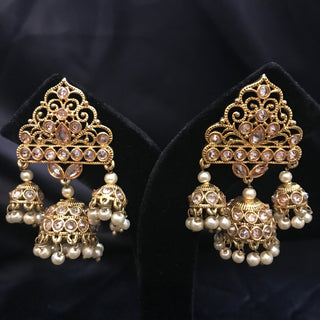 Antique Gold Earring & Tikka Set - Golden