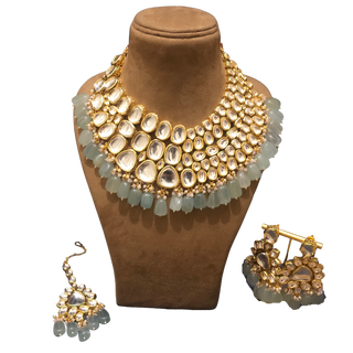 ISHIKA Kundan Necklace Set (Sky Blue)