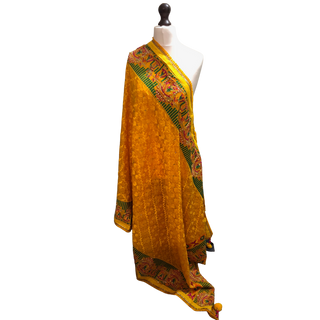 DHOLYEL01 Yellow DHOLI Punjabi Phulkari Dupatta