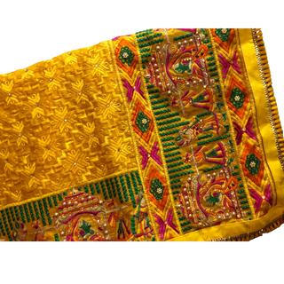 DHOLYEL01 Yellow DHOLI Punjabi Phulkari Dupatta