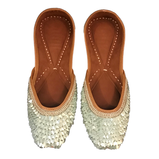 Punjabi Jutti (Flat Shoes) - Icy Blue