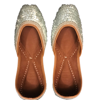 Punjabi Jutti (Flat Shoes) - Icy Blue