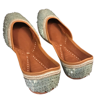 Punjabi Jutti (Flat Shoes) - Icy Blue