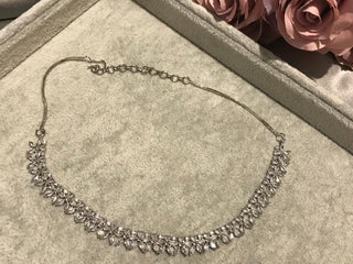 American Diamond Style Necklace Set - Silver