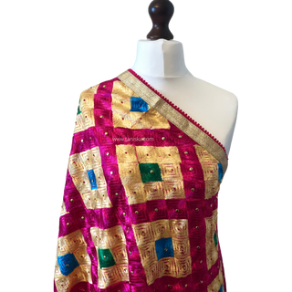 PNKDIAM01 Pink DIVYA Phulkari Dupatta