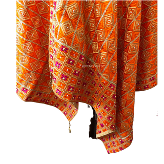 Orange GEET Phulkari Dupatta