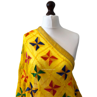 Yellow MISHCA Phulkari Dupatta