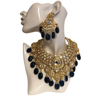 MANNAT Kundan Necklace Set (Navy)