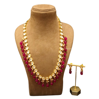 ISHIKA Kundan Long Haar Set (Ruby)