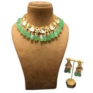 MEEREN Kundan Choker Necklace Set (Mint)