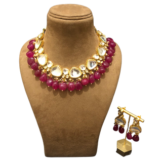 MEEREN Kundan Choker Necklace Set (Ruby)