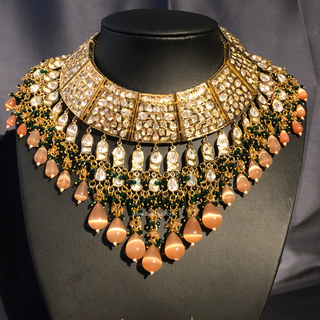 HEER Designer Peach Kundan Necklace Set