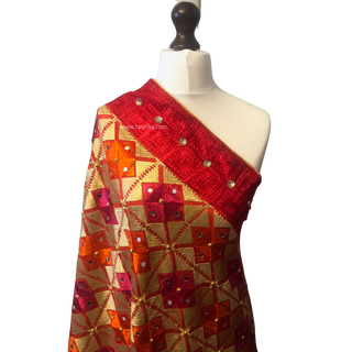 Pink/Orange Combo RAJA / RANI Phulkari Dupatta