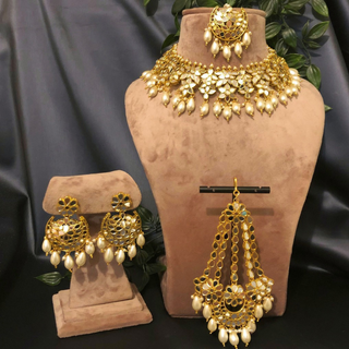 RAHA Traditional Glass Necklace Set - Golden